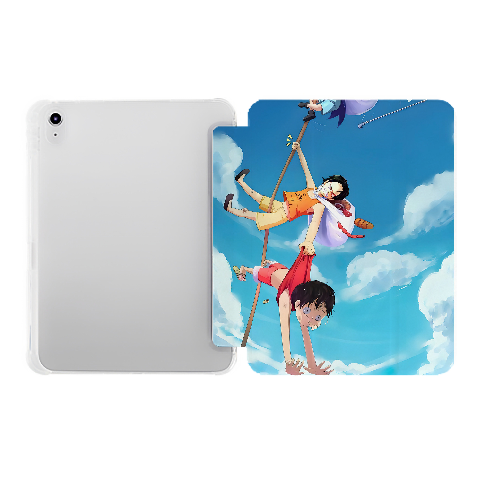 （画像用） ワンピース ONE PIECE IPad ケース ペン収納付き 三つ折りスタンド PUレザー×シリコン 対応機種9.5/10.5/10.9インチ